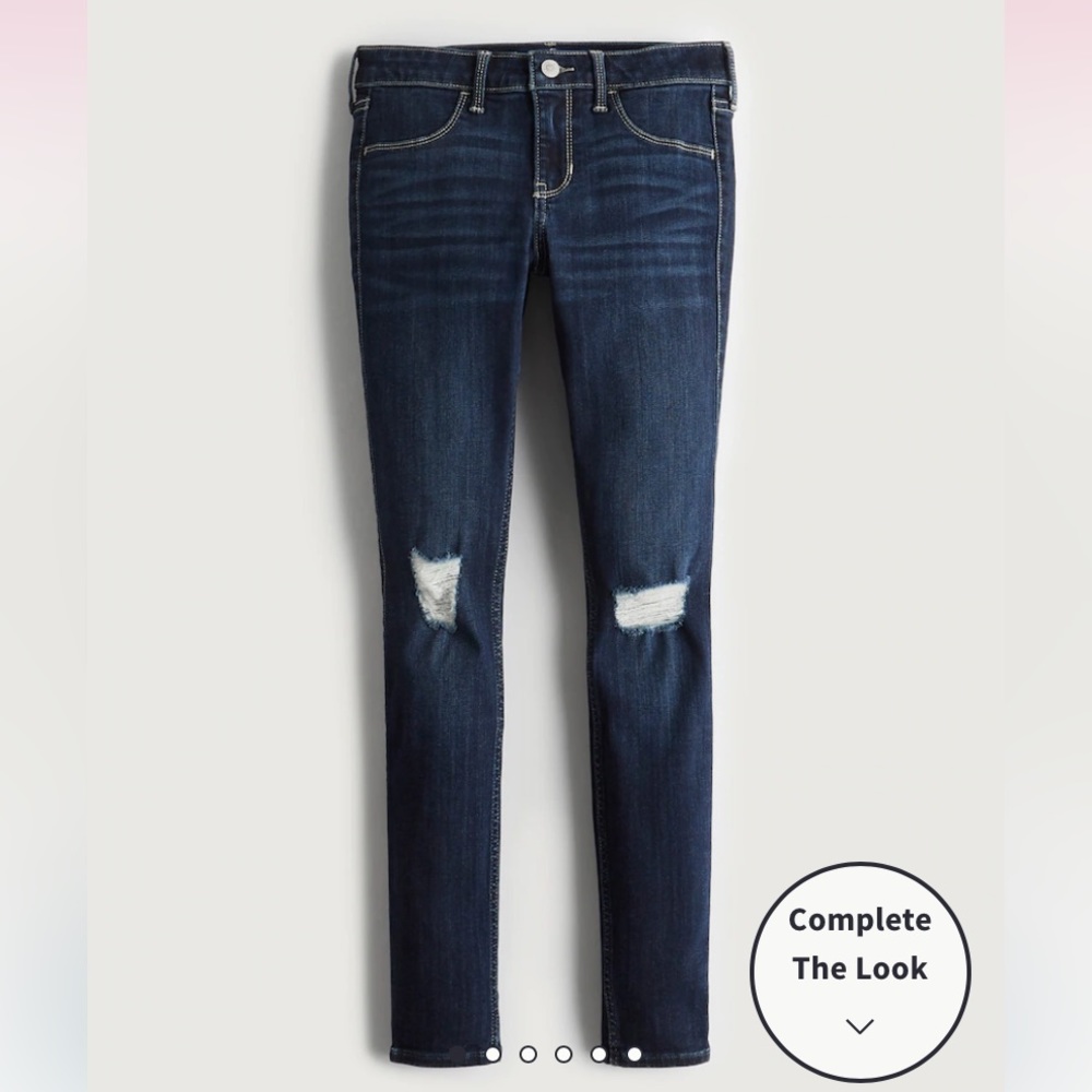 Hollister LOW-RISE RIPPED MEDIUM WASH JEAN LEGGINGS - Picture 3 of 7